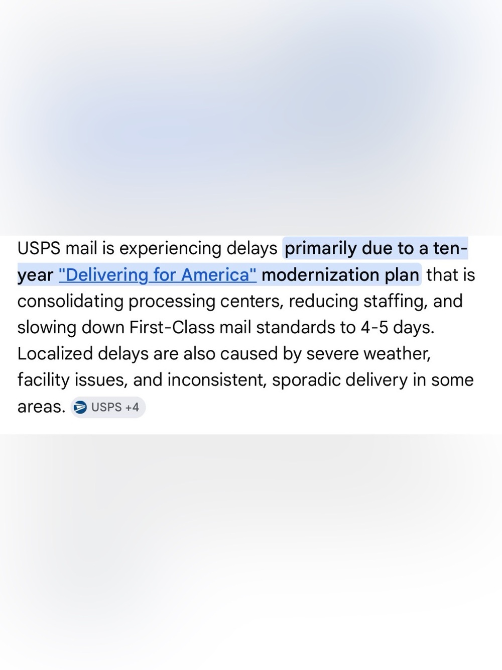 USPS shipping delays